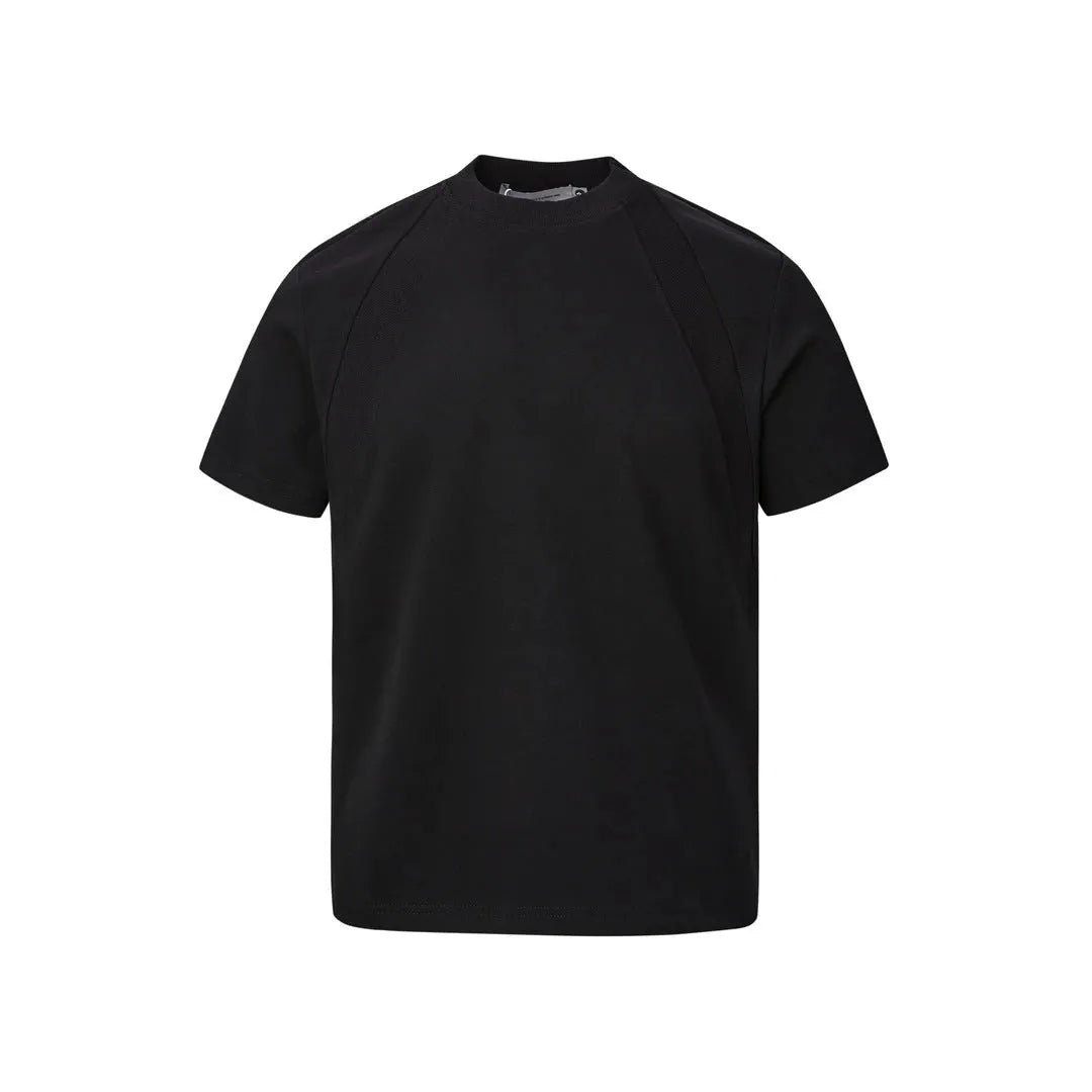 Loose fit black short sleeve casual top made from polyester fabric.