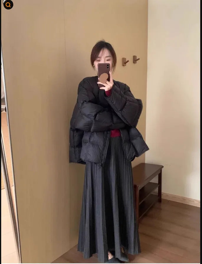 Long knitted dress suit set with 3D pattern artistic retro ethnic style dark grey black