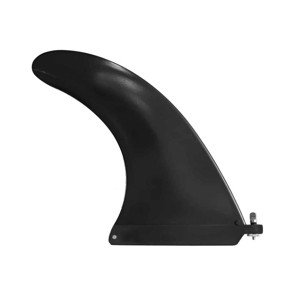 SUP paddle with attached plastic water dispenser and large removable fish fins