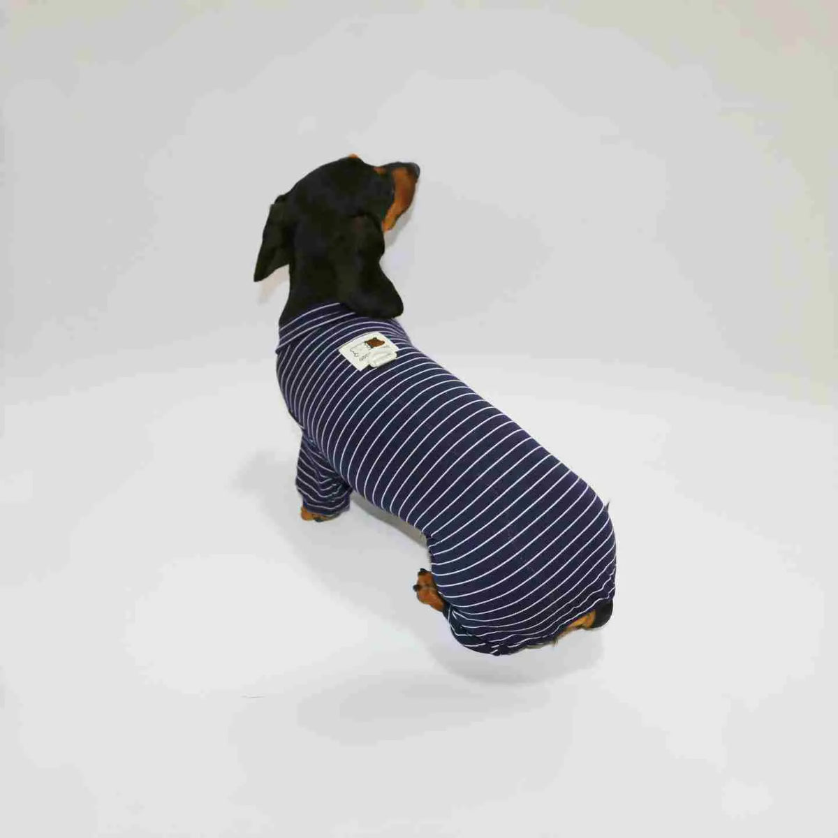Thin striped four-legged pet clothes for dogs and cats, S to 2XL, black white or navy blue