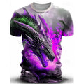 Men's short-sleeve t-shirt with 3D wind dragon print in milk silk polyester fabric