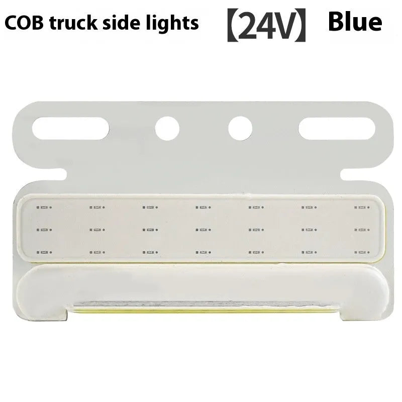 COB LED truck side marker light with aluminium housing in red, yellow, green, blue, or white for 12V and 24V vehicles.