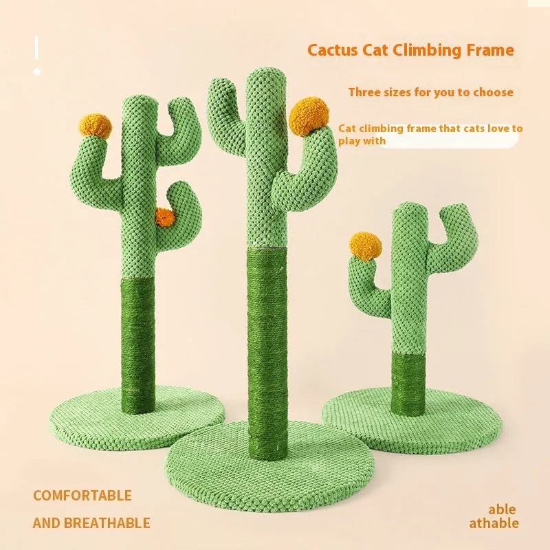 Cactus design cat scratch board climber and coconut tree scratching post for cats.