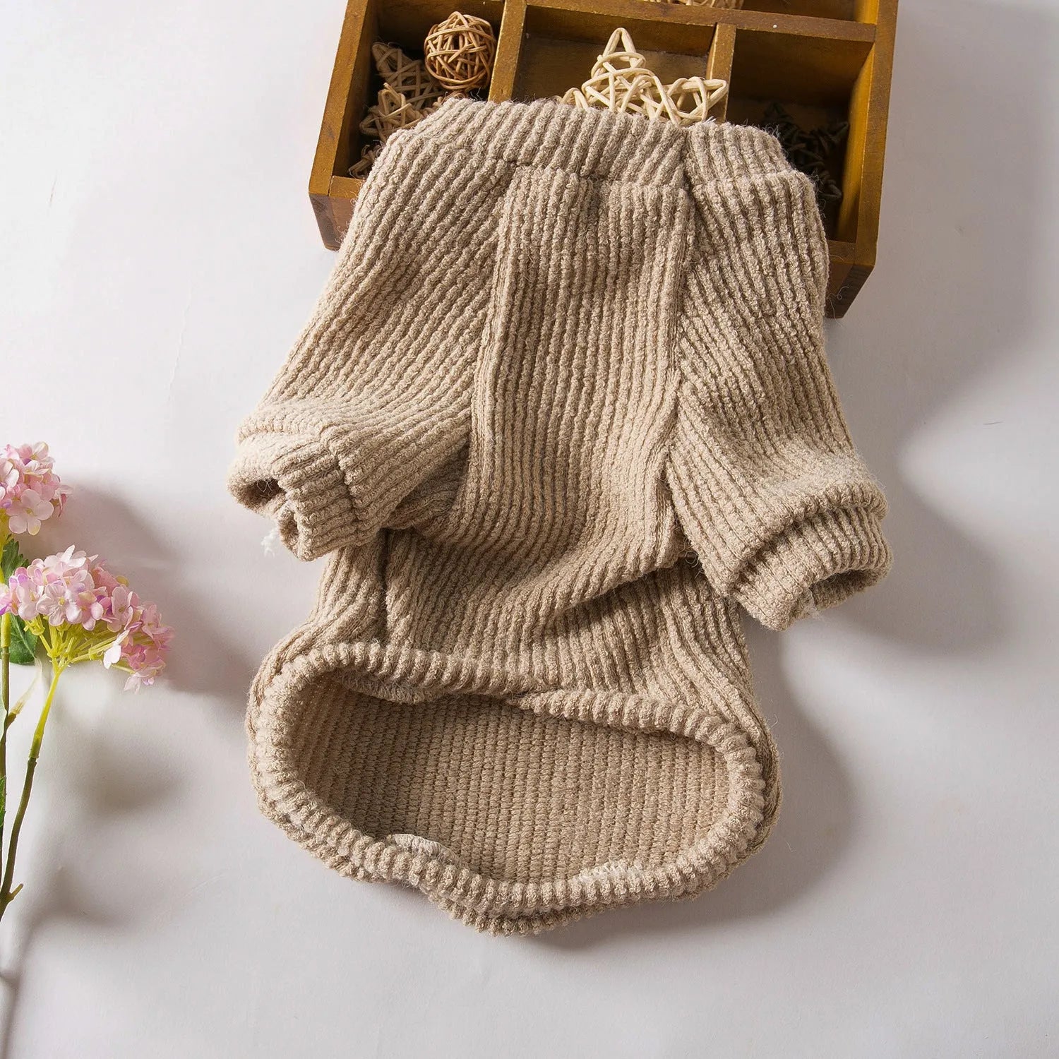 Brown cloth sweater pullover for small dog breeds like Bichon and Pomeranian