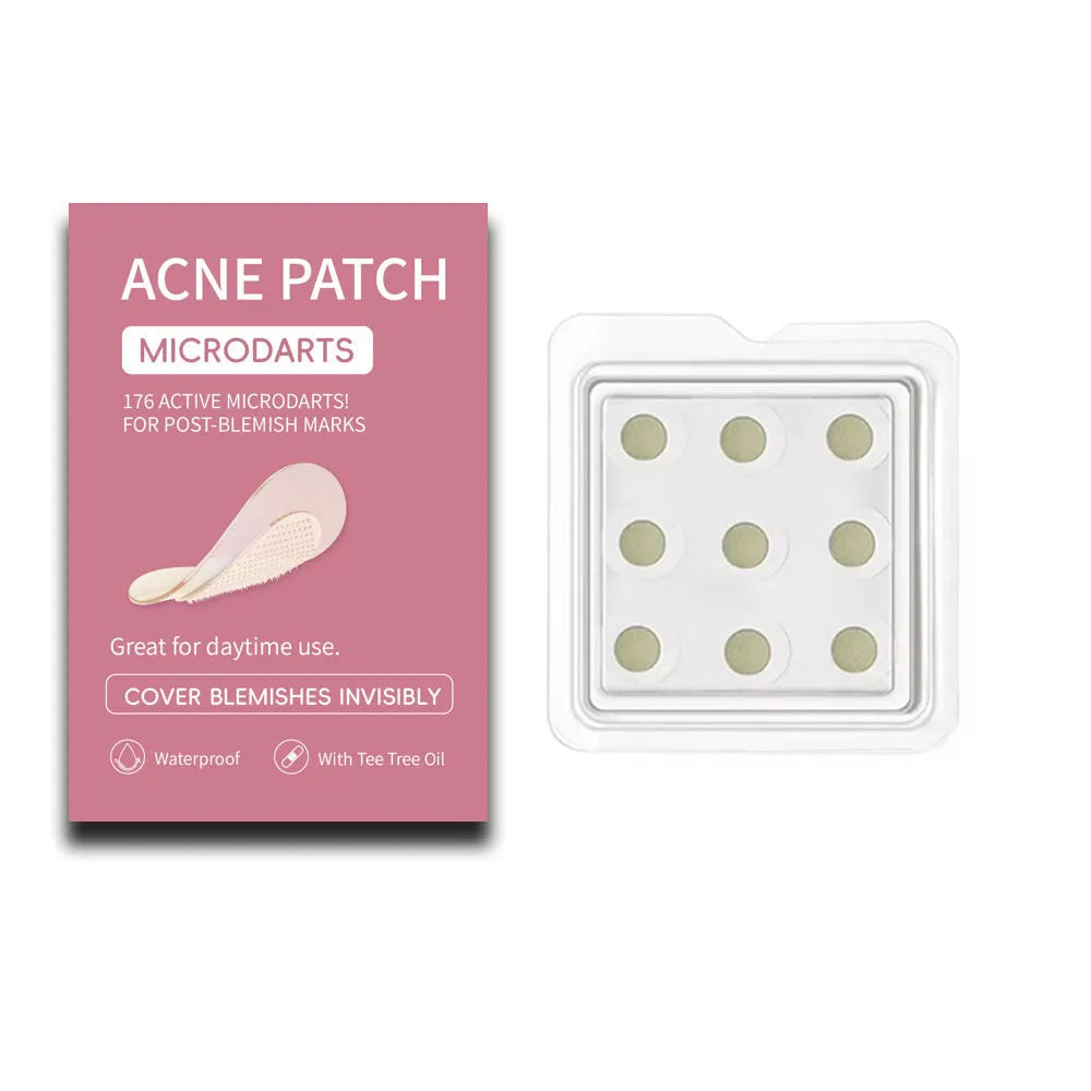 Box of 9 mild non-irritating hydrocolloid acne patches for spot treatment.