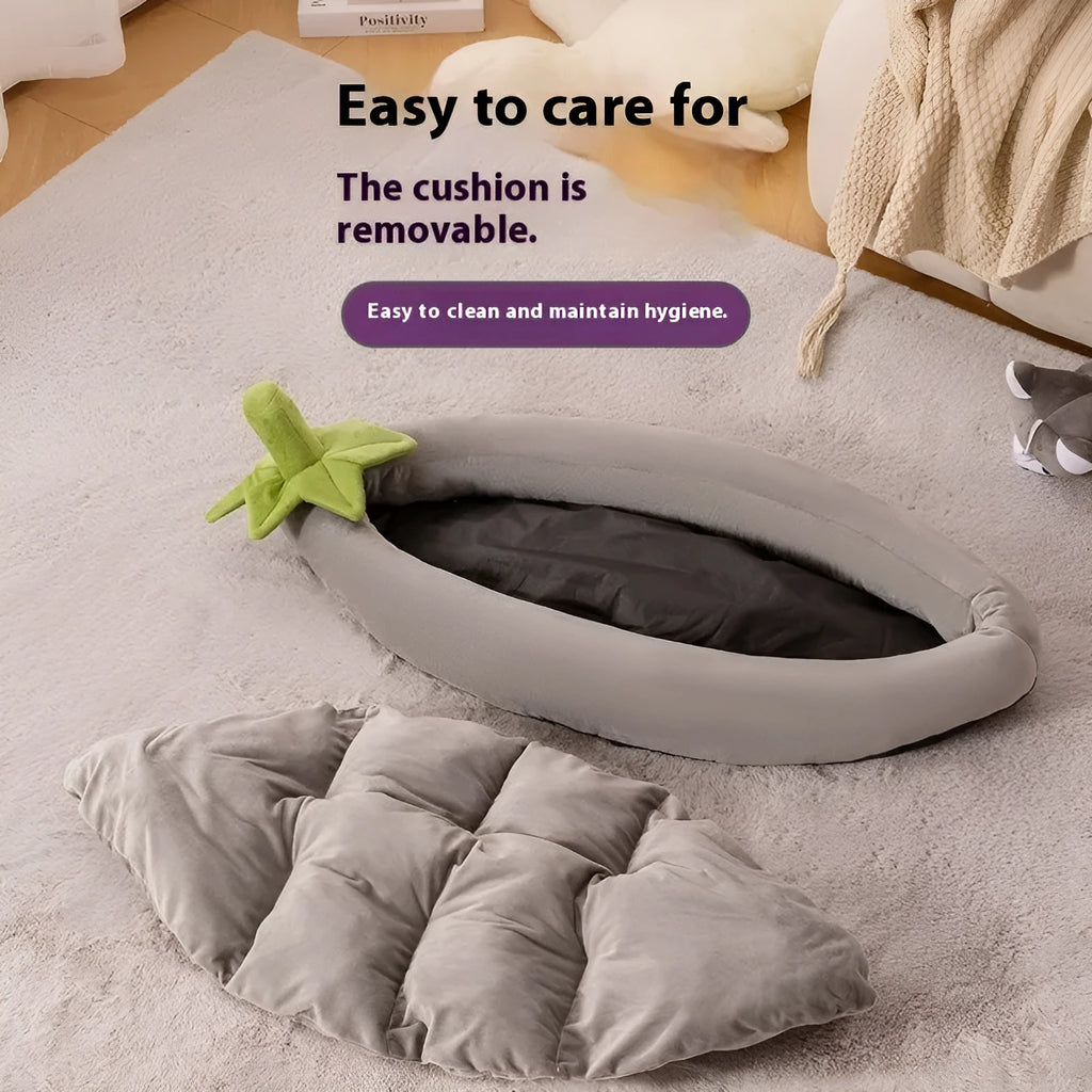 Removable washable cloth dog mat shown in purple, suitable for dog crates and houses.