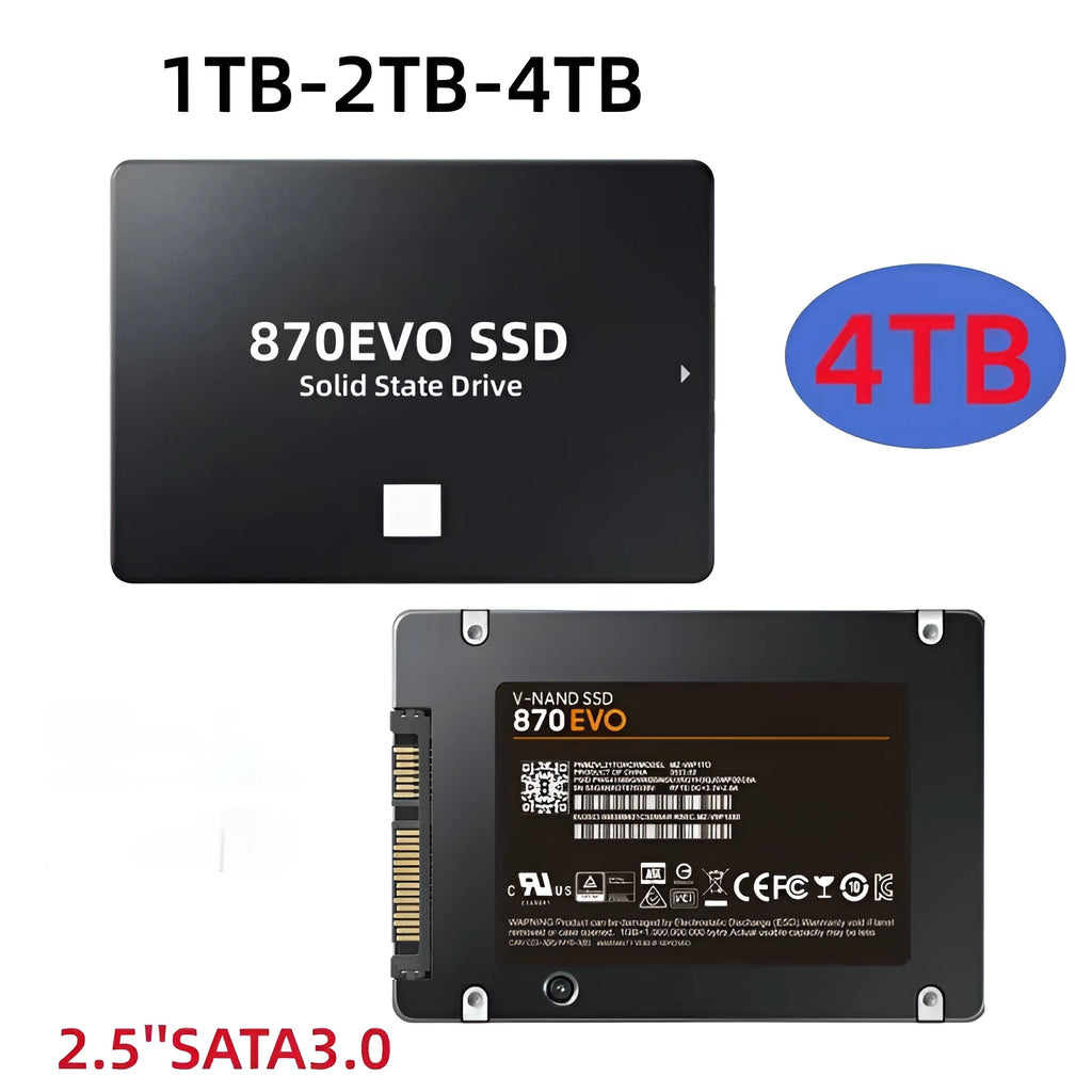 2.5-inch internal solid state drive with SATA interface showing capacity options up to 4TB