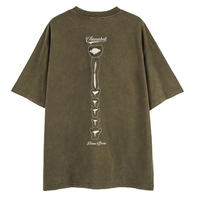 Skull graphic cotton t-shirt in black with loose fit and drop-shoulder sleeves