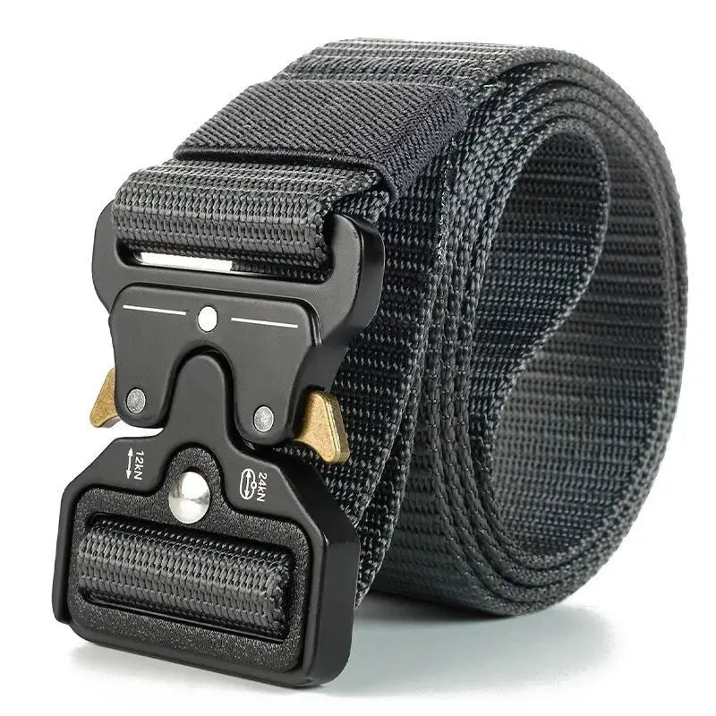 Men's thick canvas tactical belt with alloy quick-release buckle in various colours