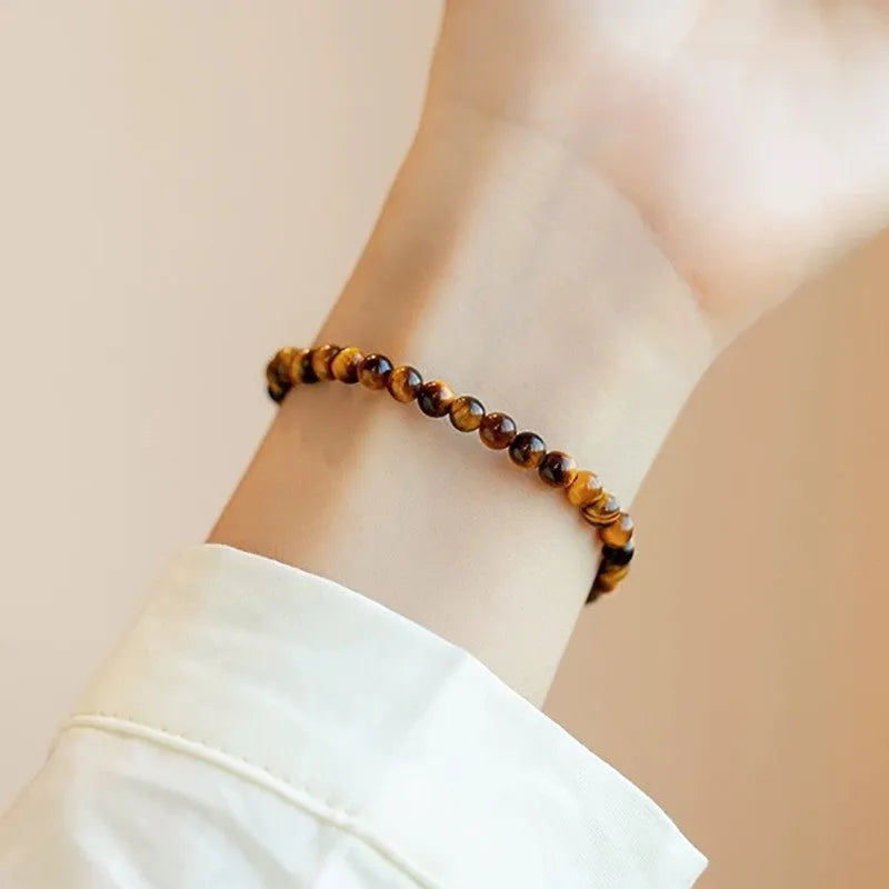 Tigereye stone bracelet geometric design new Chinese style with 4mm 6mm 8mm bead options