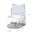 Grey adjustable height cat feeding bowl with anti-spill design and removable hanging cage