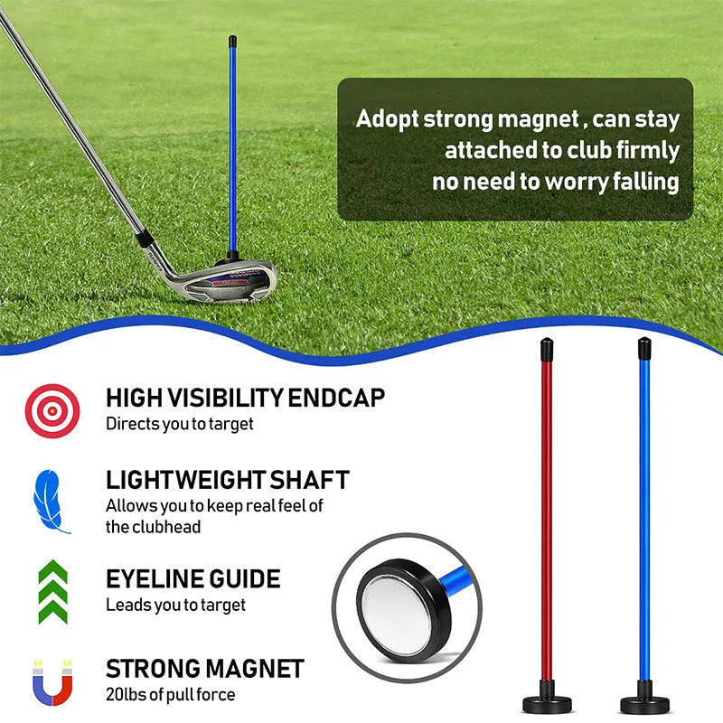 Red aluminium alloy golf swing trainer with magnetic baseball bar alignment design
