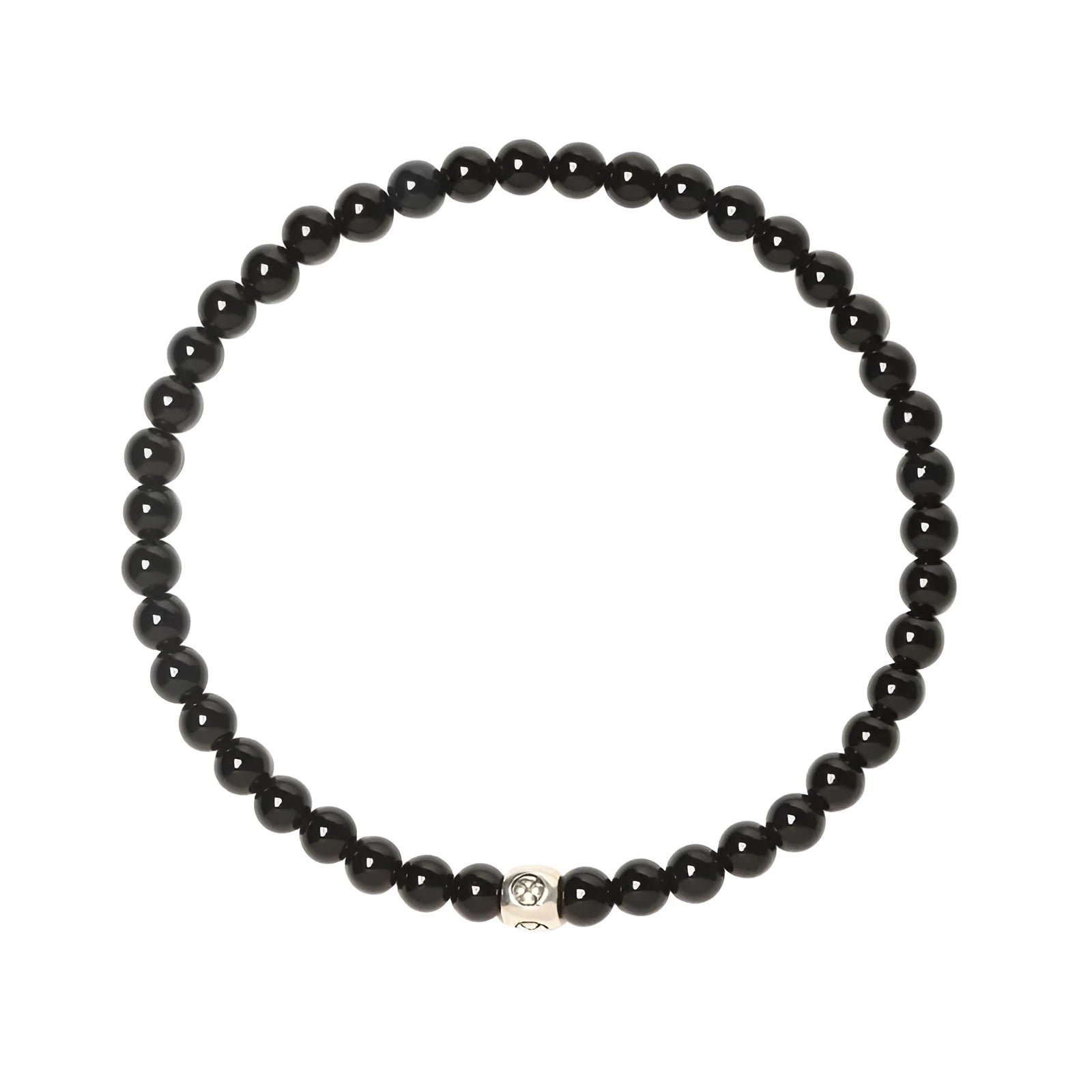 Mixed agate bracelet with obsidian, blue san and black agate 4mm beads in geometric design