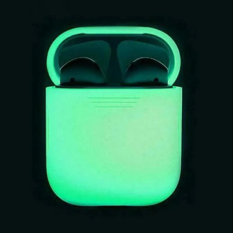 Luminous solid colour silicone flip-open protective case for Apple AirPods.