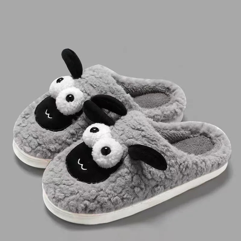 Slip-on slippers with suede upper and PVC sole in white, grey, and brown colour options