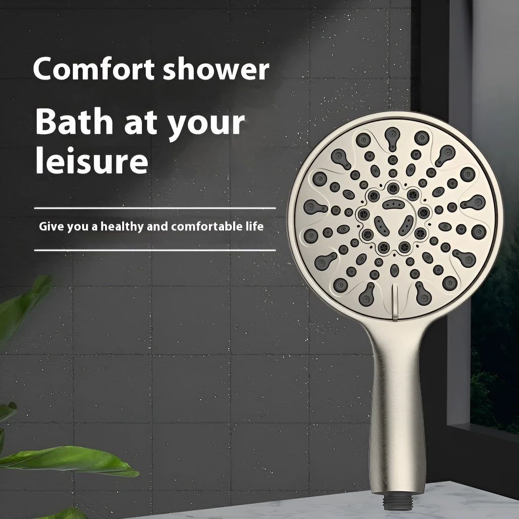 Six-function handheld shower with 6-inch ABS shower head and electroplated finish