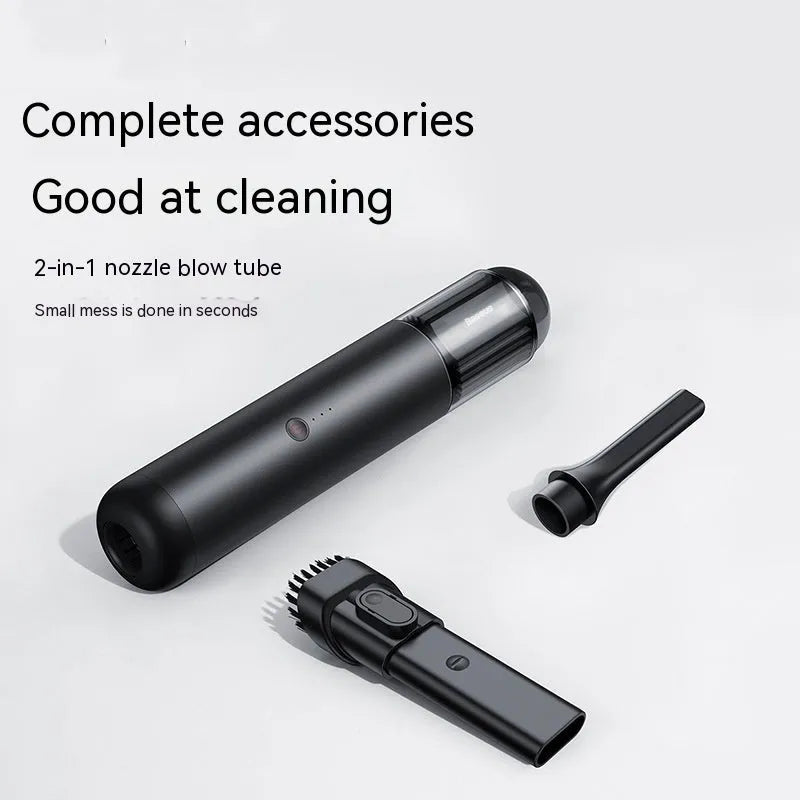 BASEUS A3 wireless handheld car vacuum cleaner in black or silver with Type-C charging port