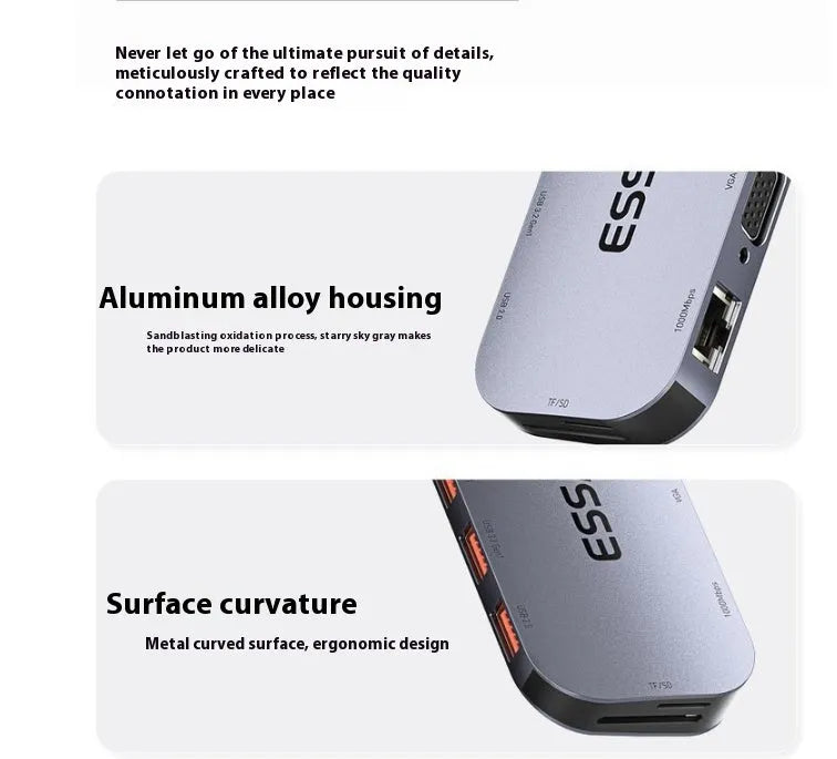 11-in-1 USB-C expansion docking station with Gigabit Ethernet port and 20cm cable