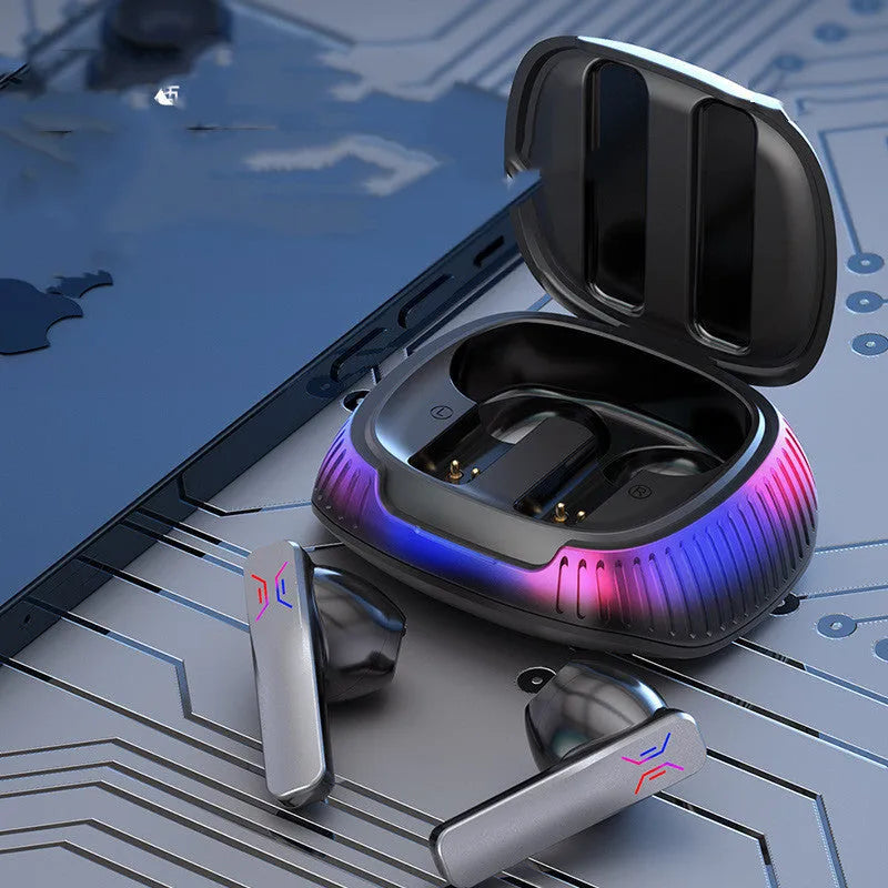 Hall Flashing wireless in-ear gaming headset in black or white colour with Type-C cable.