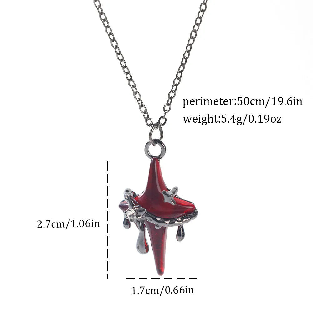 Dark style zinc alloy Halloween necklace with a spider or bat pendant on a regular chain.