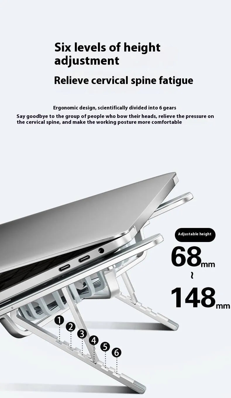 Aluminium alloy portable folding laptop stand with twin cooling fans