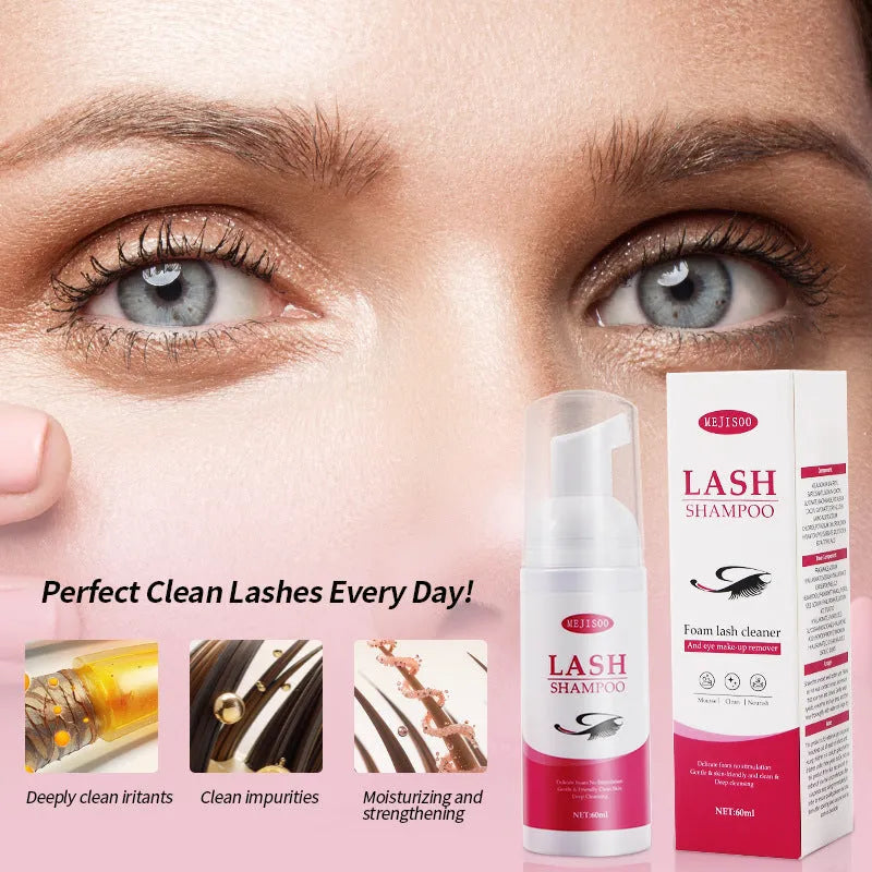 60ml lash shampoo mousse bottle for eyelash extension cleaning, 3.7cm diameter