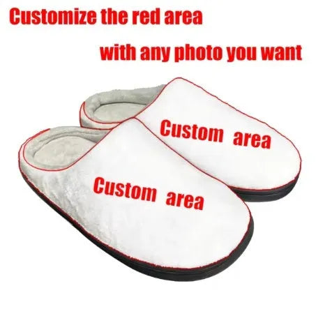 Pair of printed cotton slippers with flannel lining, showing a low heel and TPR sole.