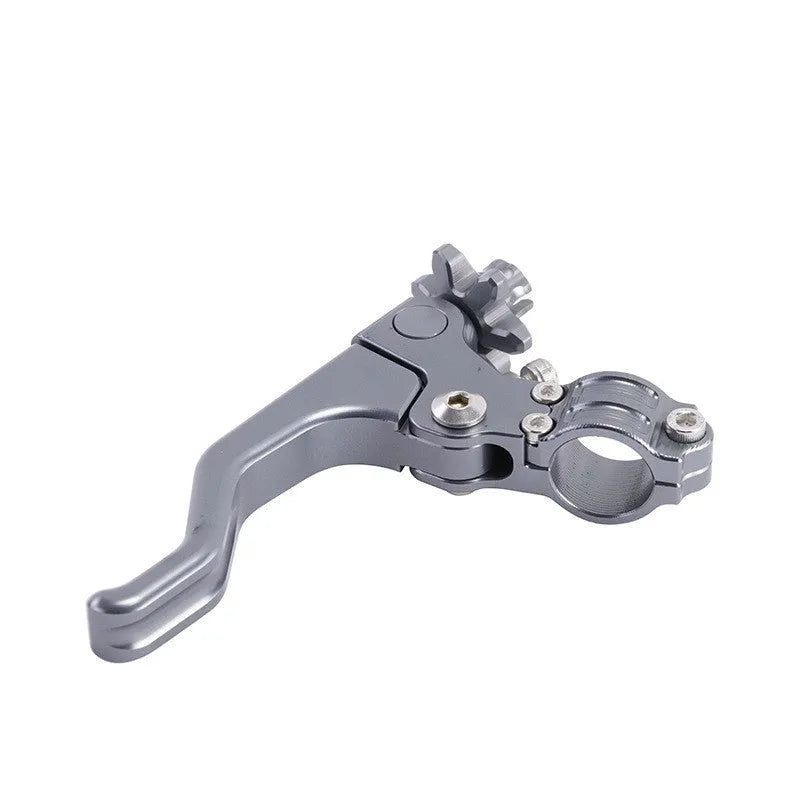 CNC aluminium motorcycle clutch lever shown in multiple colour options including red, black, silver, and gold.