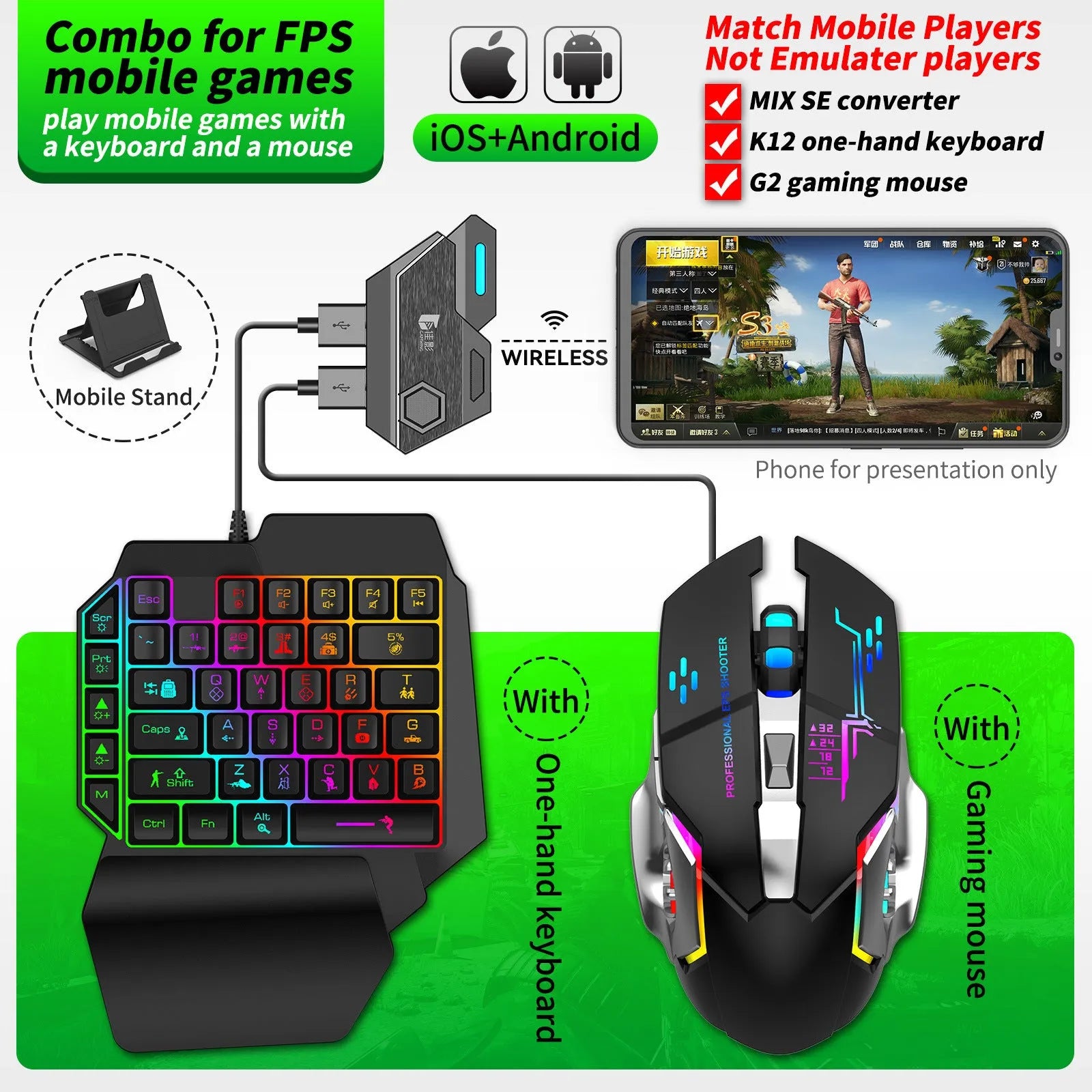 Game controller converter with USB port for mobile gaming compatibility