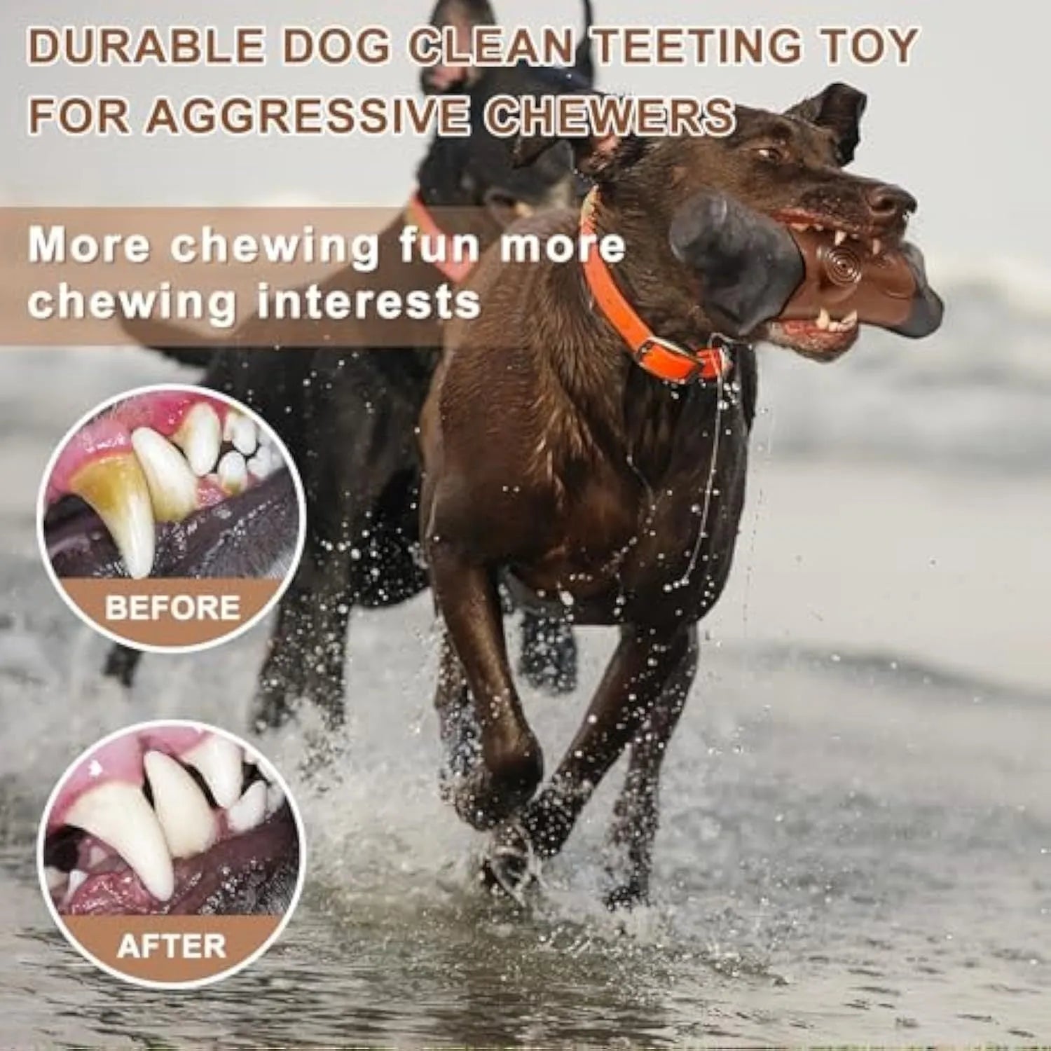 Large, brown, branch-shaped durable nylon dog chew toy for aggressive chewers and big dogs.