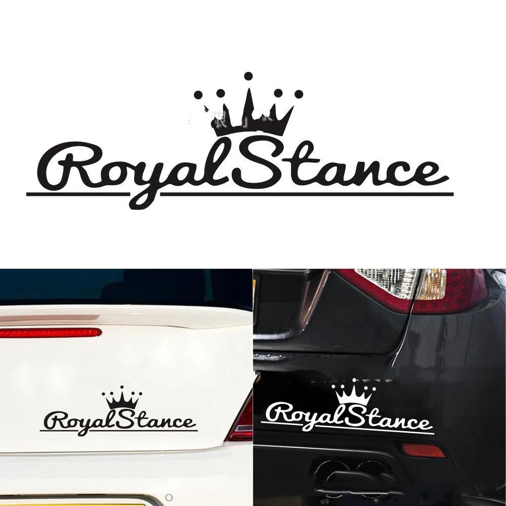 Reflective crown car sticker on vehicle window showing colourful PET vinyl with 30cm dimensions