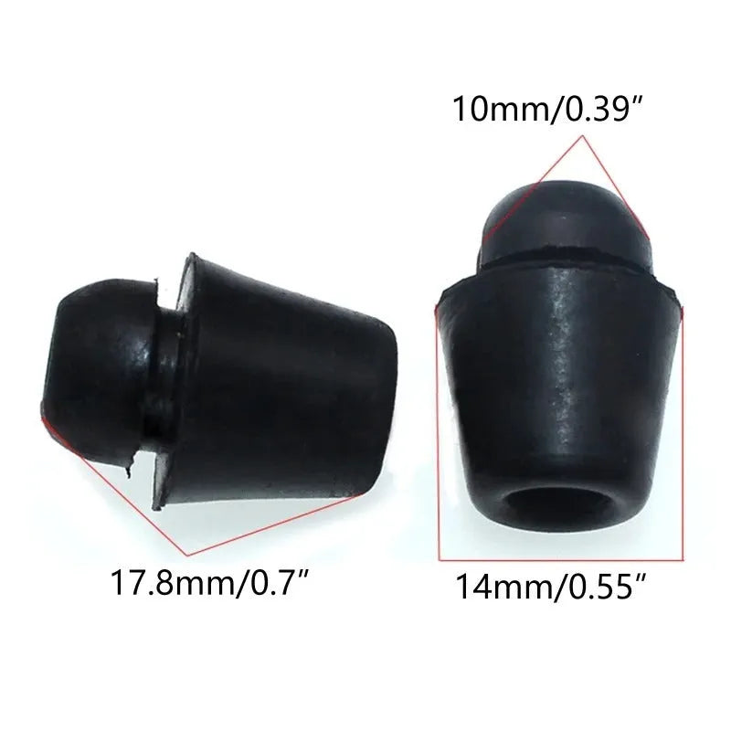 Ten black rubber automotive buffer clips for universal vehicle panel damping