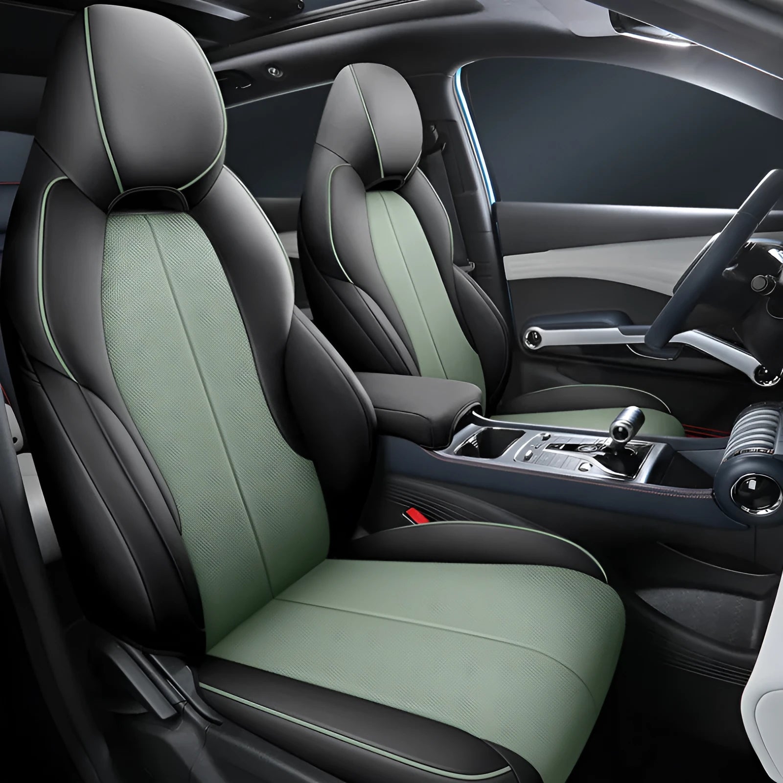 BYD Yuan PLUS car cushion cover in multiple colour options including green, grey, black, blue, and red