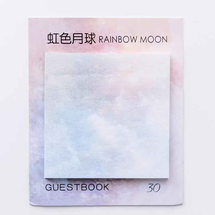 Square planet oil painting sticky notes notepad with 30 sheets showing Moon, Earth, Mars designs