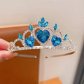 Children's alloy hair band with crystal crown in pink, light blue, or light purple.