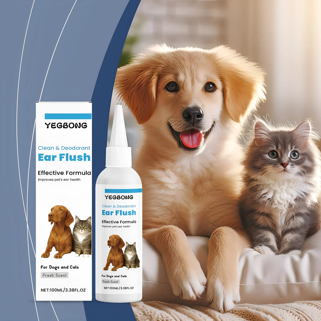 100ml bottle of cat and dog ear cleaner for gentle earwax removal.