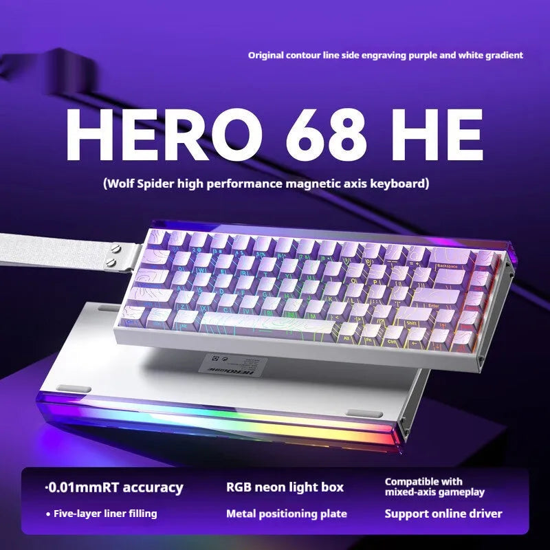 Magnetic axis mechanical keyboard with RGB lighting in various colour and design style options