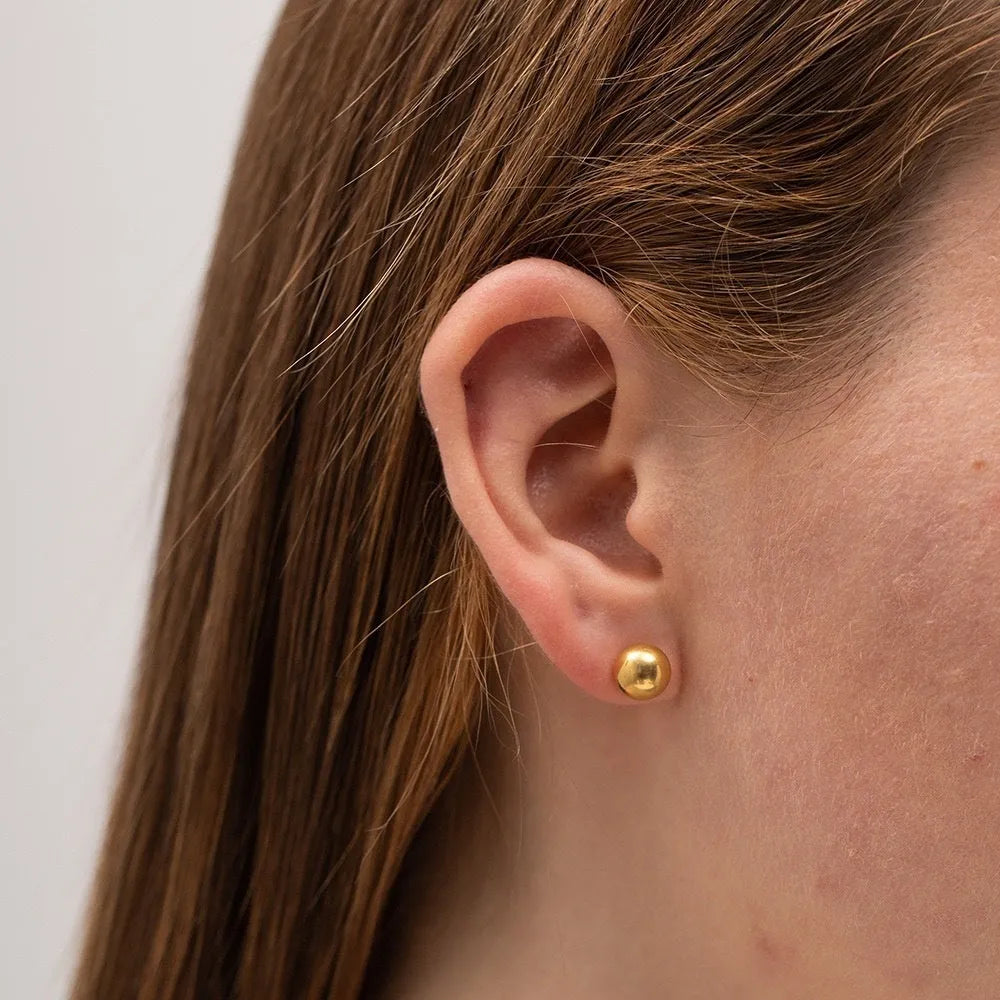 Stainless steel ball stud earrings geometric design gold silver electroplated finish