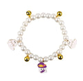 Halloween pet collar with simulated pearl beads and purple ghost pumpkin decoration for cats