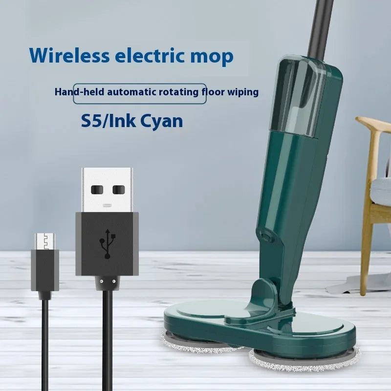 Wireless electric sweeping and mopping machine with USB charging and hand wash-free basin