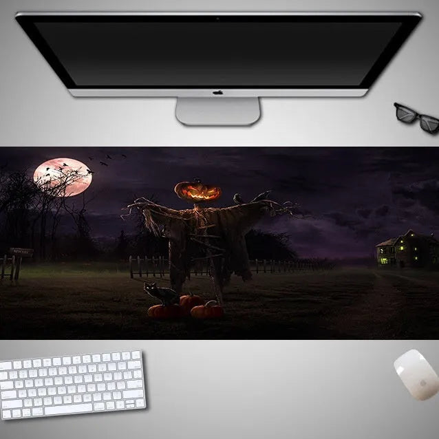 Oversized Halloween gaming mouse pad with non-slip rubber cloth surface