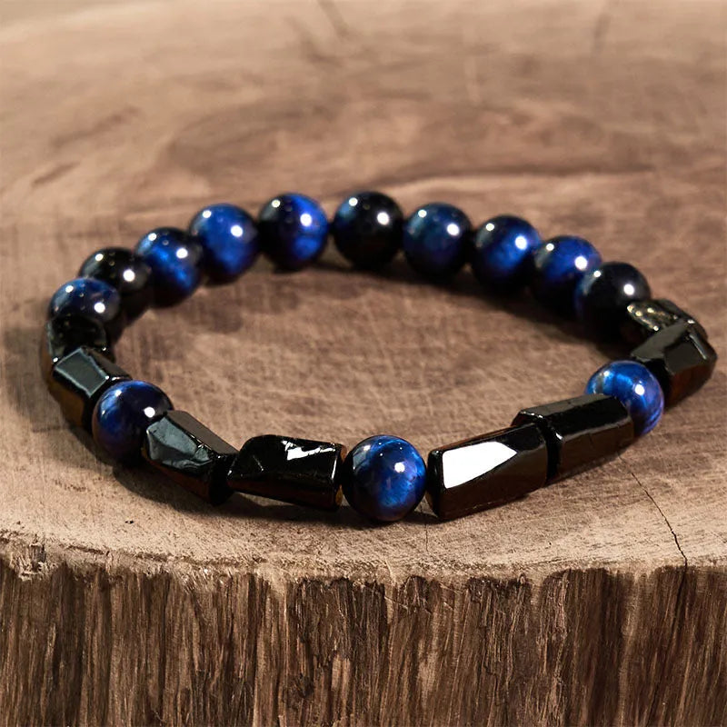 Natural obsidian single ring bracelet with 8mm diameter in five colour variations