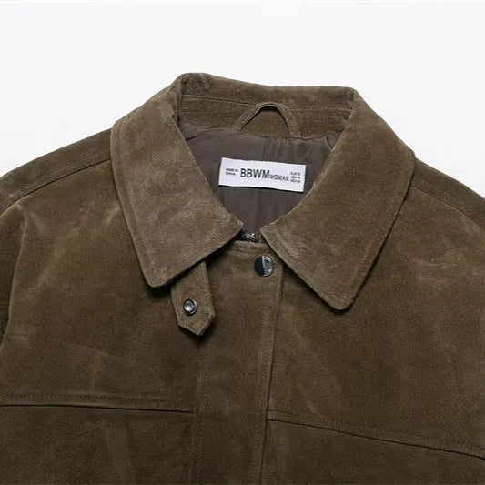 Women's casual PU jacket in regular fit and Japanese Korean style, picture colour.