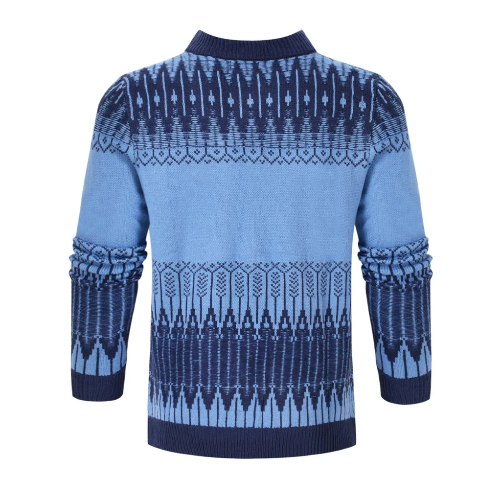Men's knitted crew neck pullover sweater in long sleeves for winter