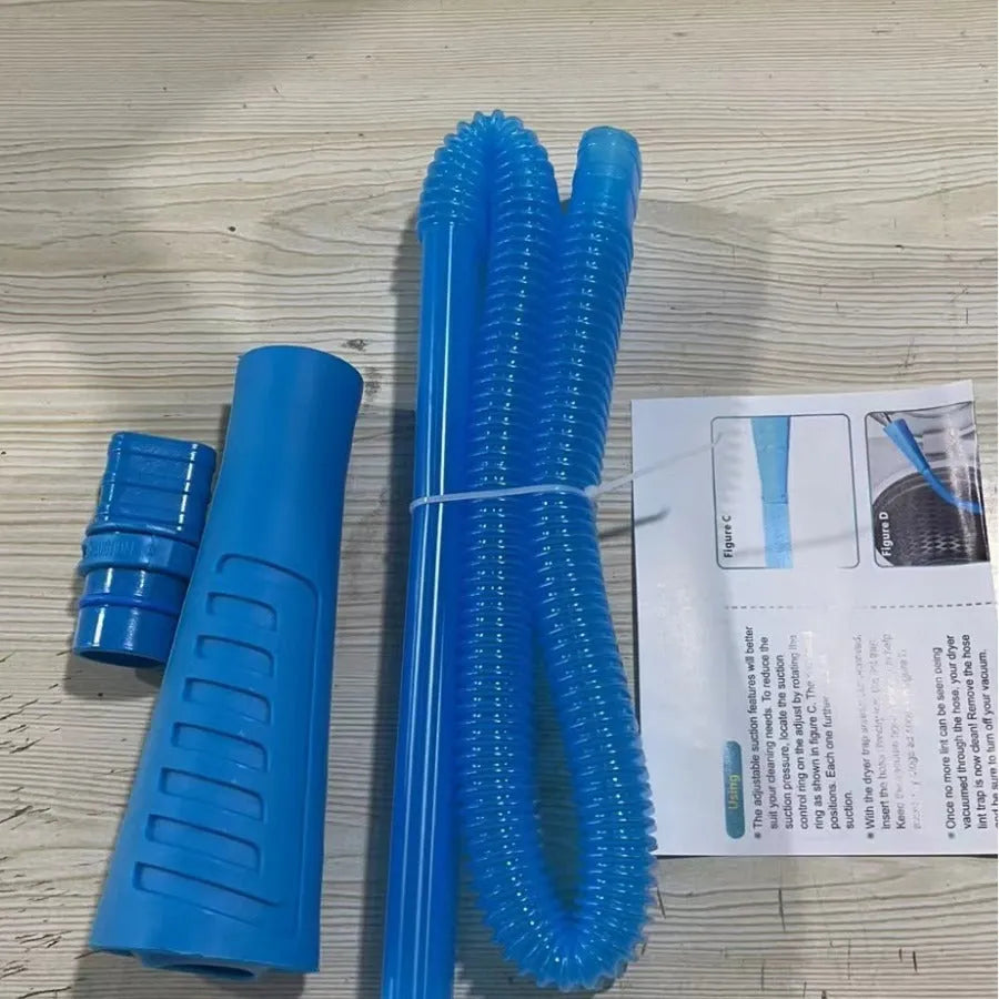 Blue plastic suction pipe vacuum cleaner accessory measuring 114cm length with round head and storage bags