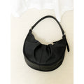 Women's soft first layer cowhide shoulder bag in dumpling shape with double straps and cotton lining