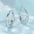 Copper alloy geometric ring ear clip earrings with silver needle closure in three size options