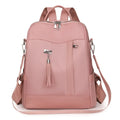 Simple commute backpack in soft PU material with three-dimensional pockets and urban design
