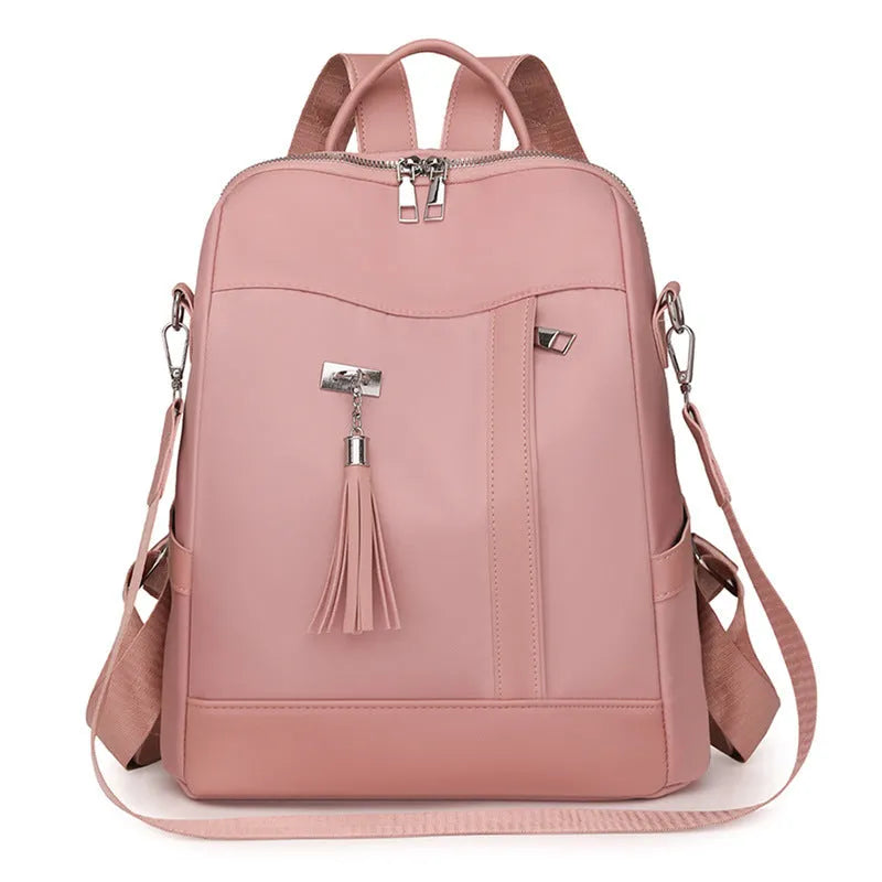 Simple commute backpack in soft PU material with three-dimensional pockets and urban design