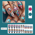 Colourful feather armour nail art designs with retro cartoon floral butterfly and heart patterns
